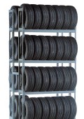 64 Tire Double Row Automotive Storage Unit with 4 Shelves